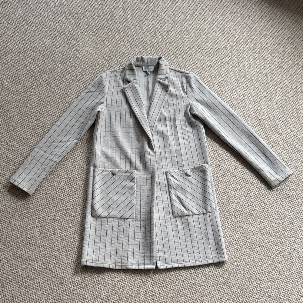Women's off-white and black Windowpane Plaid Jacket